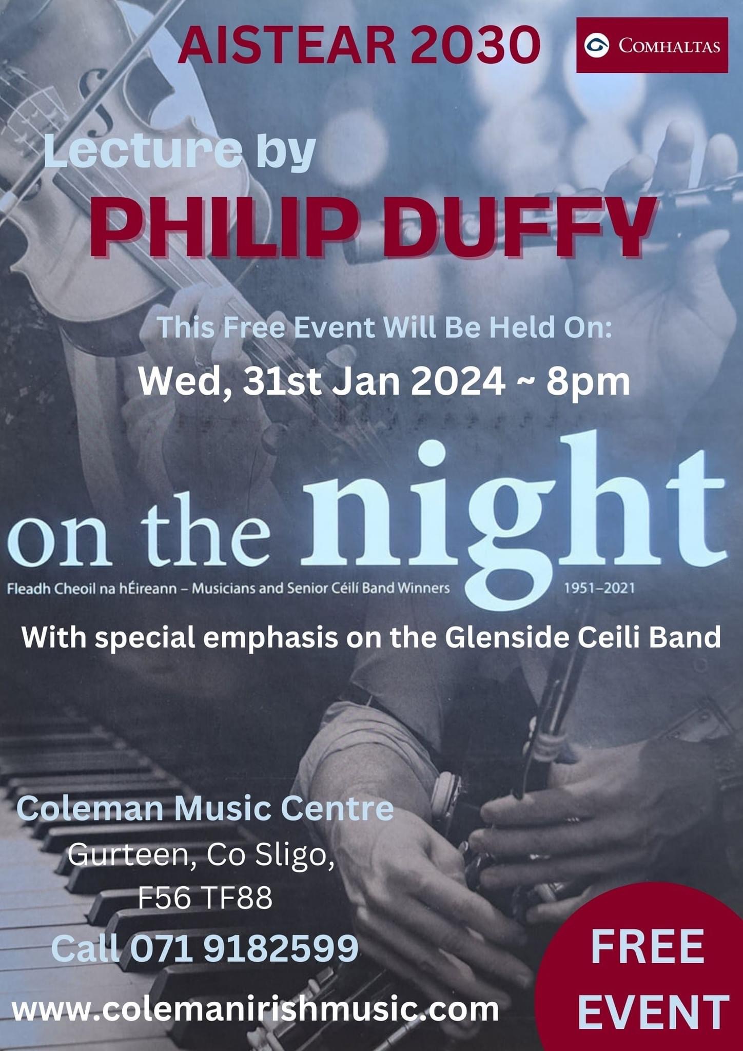 On The Night Book Launch and Talk by Philip Duffy - Cultúrlann na hÉireann, Belgrave Square, Monkstown on Saturday 16th December, at 7pm